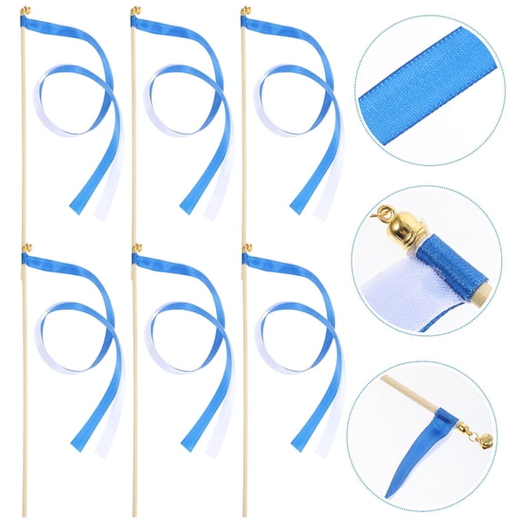 CRILSTYLEO 10Pcs Blue Wedding Party Ribbon Wands Ideal for Celebrations and Performances