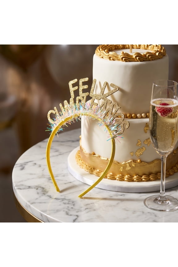10Pcs Glitter Golden Birthday Headband with Spanish Birthday Letters for Fiesta Party Fun