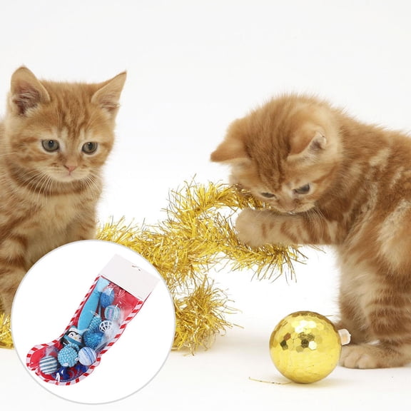 CRILSTYLEO 10Pcs Kitten Toys Set Assorted Color Plush for Pet Owners Christmas