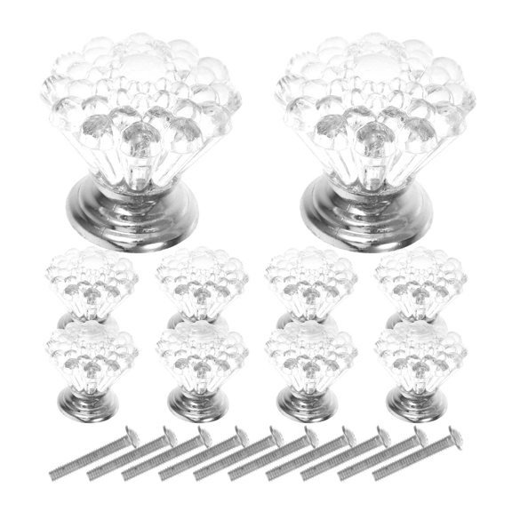 CRILSTYLEO Crystal Cabinet Knobs Plated Silver Acrylic for Furniture Easy Installation