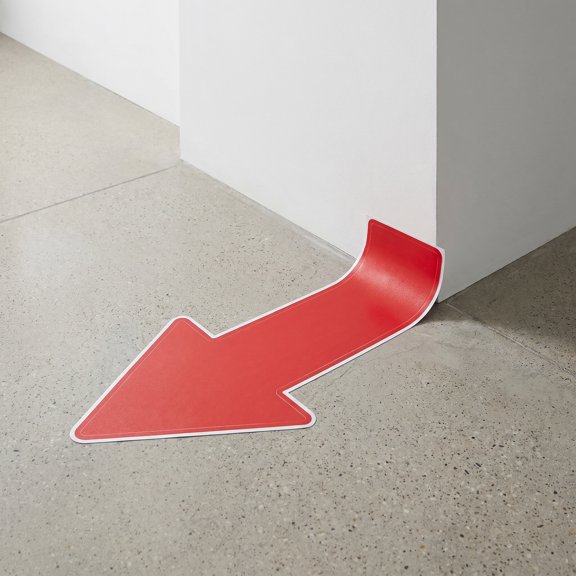 CRILSTYLEO 10Pcs Red Directional Sign Decals with Adhesive Backing for Indoor Route Marking