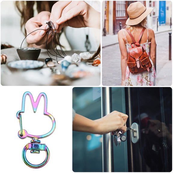 CRILSTYLEO 10pcs Key Chains Cute Rabbit Head Alloy Fashionable Bag Decoration for Friends