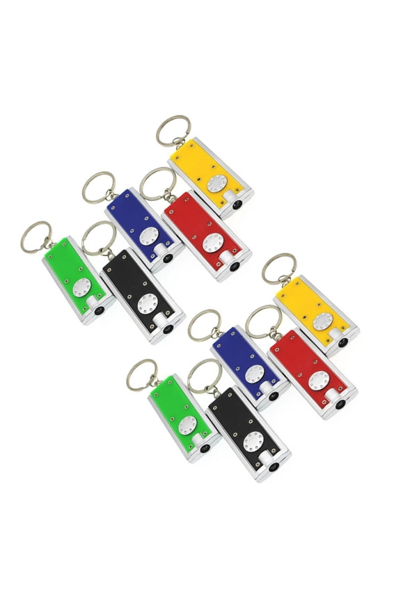 10pcs Luminous Flashlight Keychains LED Key Outdoor Mini Keyring Shine Decorative Light
