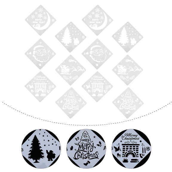 CRILSTYLEO 12 Pcs Reusable Stencil White Plastic Pattern Transfer Stencils for Crafts Decoration