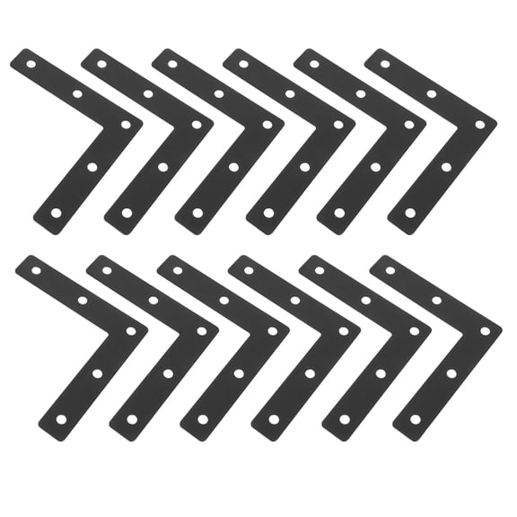 CRILSTYLEO 12-Piece Black Metal Shelf Brackets, Heavy Duty Mounting Brackets for Cabinets, Corner Support Hardware