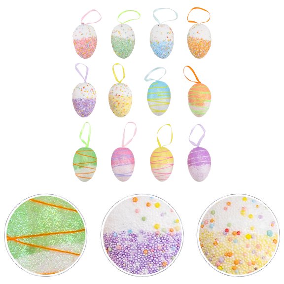 CRILSTYLEO 12Pcs Decorative Easter Eggs Assorted Color Foam Indoor Decoration for Spring Holiday Events