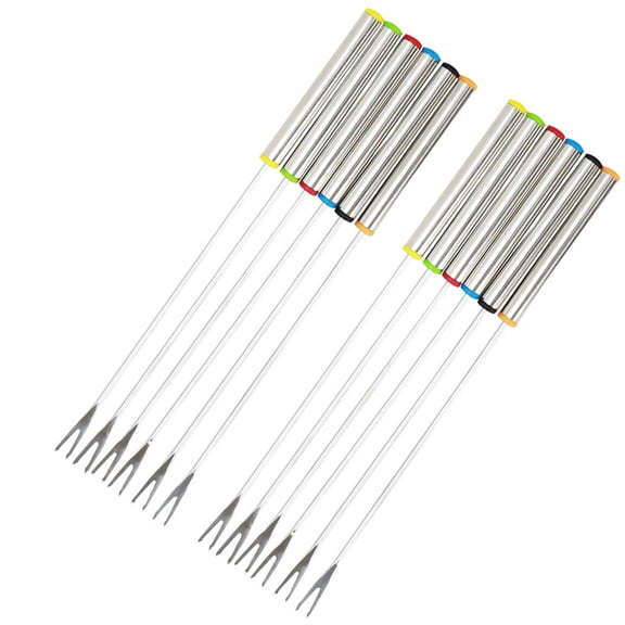 CRILSTYLEO 12-Piece Stainless Steel Fondue Fork Set with Handles for Cheese, Chocolate, and Outdoor Camping Use