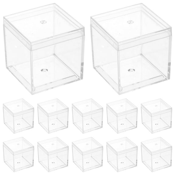 CRILSTYLEO 12Pcs Rock Display Case with Transparent Square Design for Artists 1.30X1.30X1.30in