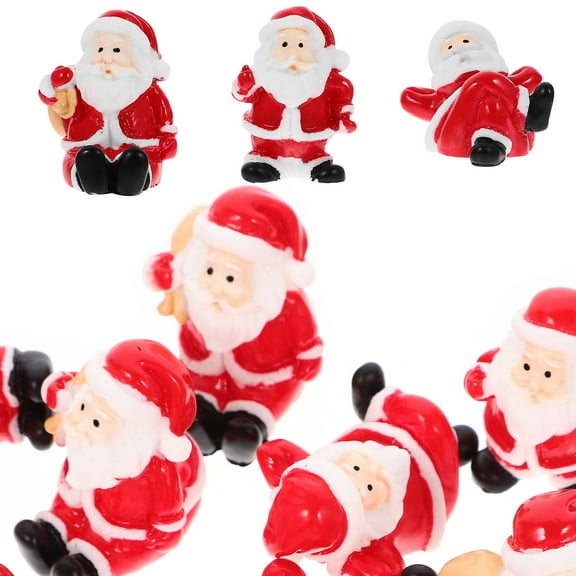 CRILSTYLEO 12Pcs Small Figurines Santa Claus Miniatures Red Resin For Living Room