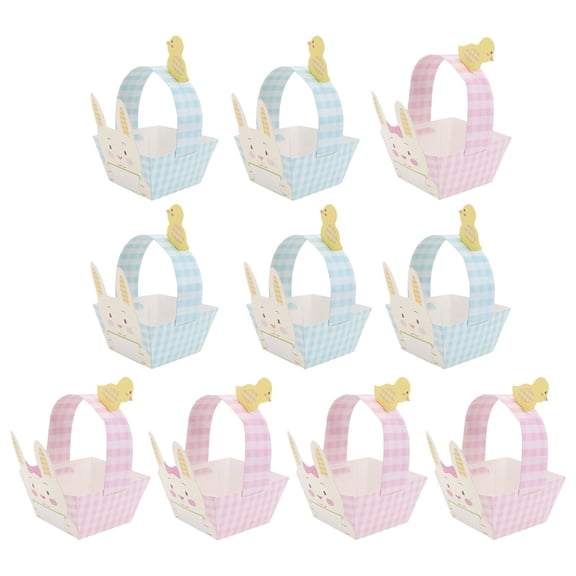 CRILSTYLEO 15-Piece Easter Candy Basket Set with Assorted Colorful Cardboard Storage Containers and Cute Designs for