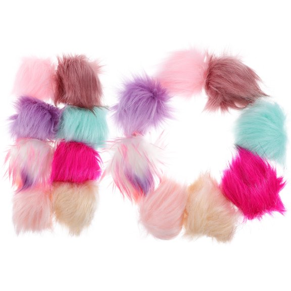 CRILSTYLEO 16Pcs Artificial Wool Pom Poms Fluffy Ball Adornments for DIY Craft Projects Assorted