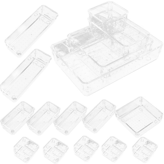 CRILSTYLEO 16-Piece Transparent Plastic Drawer Organizer for Home Storage and Division