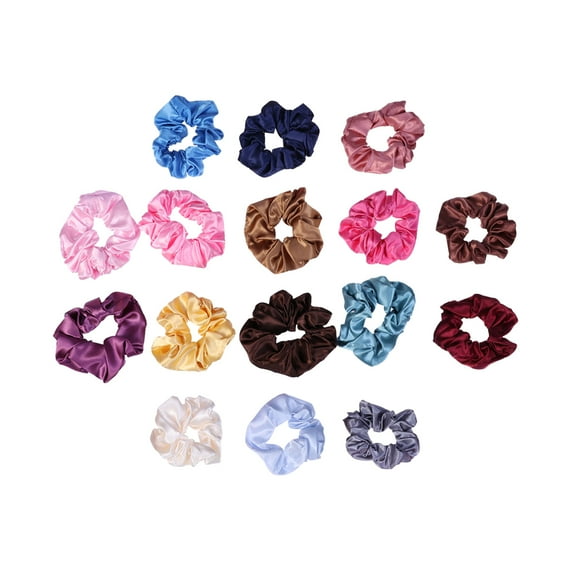 CRILSTYLEO 16Pcs Elastic Hair Tie Solid Color Satin Hair Rope Ponytail Holder for Decoration