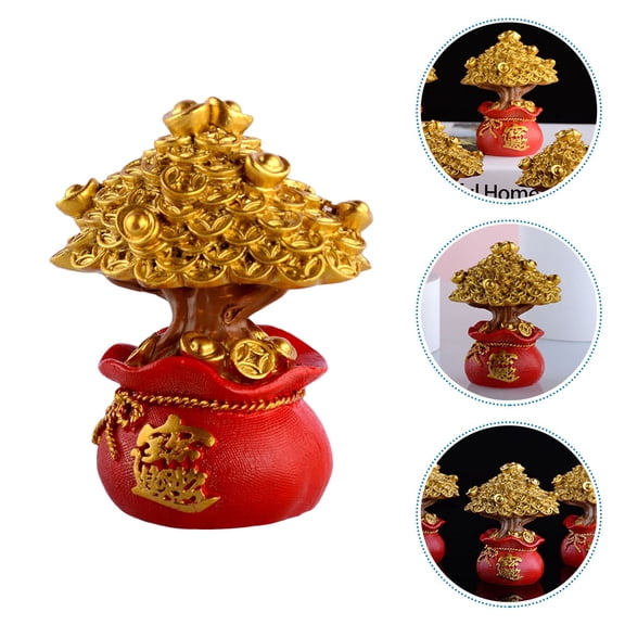 CRILSTYLEO 1PC Golden Money Tree Resin Centerpieces for Party Cake Decor