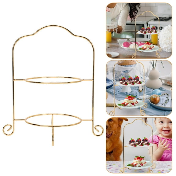 CRILSTYLEO 1Pack Afternoon Tea Rack In Golden Iron With Two Tiers For Charming Gatherings