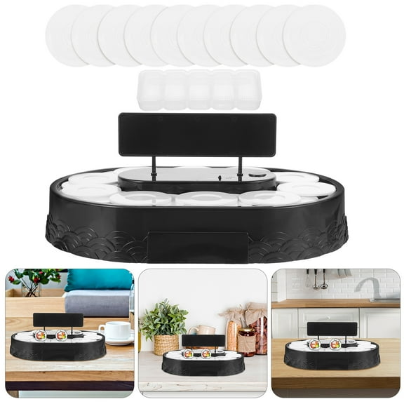 CRILSTYLEO 1Pack Automatic Rotating Sushi Stand Plastic Round Assorted Color For Dessert Display And Banquets 30x22cm