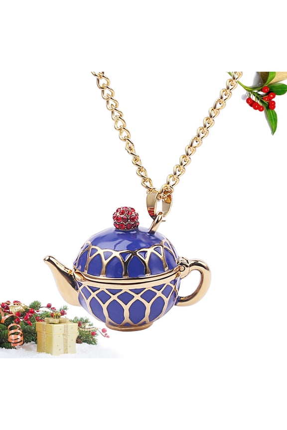 1Pack Chain Necklace with Teapot Shape Blue Jewelry Pendant Long Style for Dancing Party