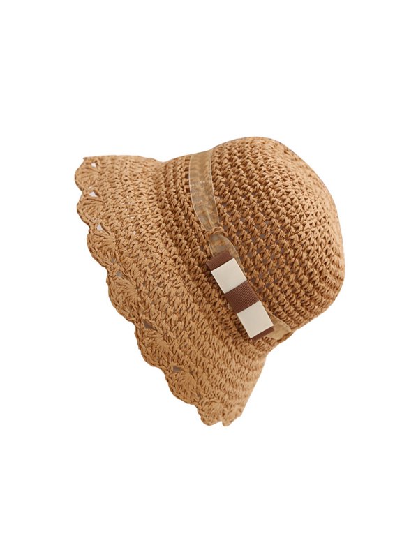 Straw Sun Hat Khaki Comfortable Wear Good Air Permeability for Spring 1Pc