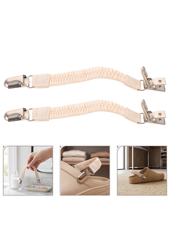 Beige Elastic Shoe Back Strap for Sandals and Clogs 1 Pair