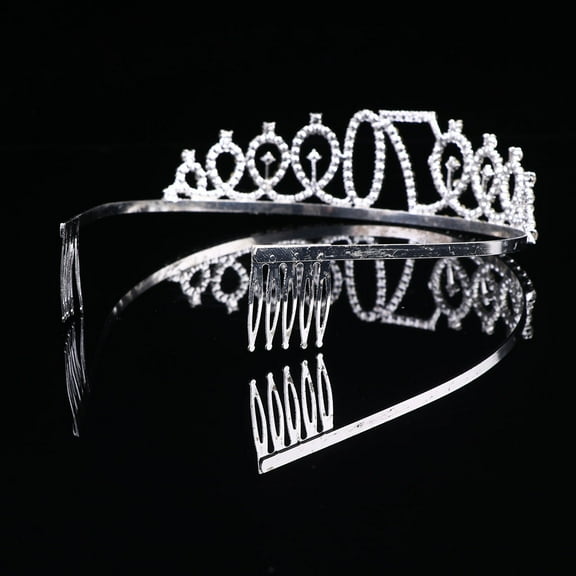 CRILSTYLEO 1Pc Silver Alloy Number Crown with Rhinestones for Birthday and Event Decoration