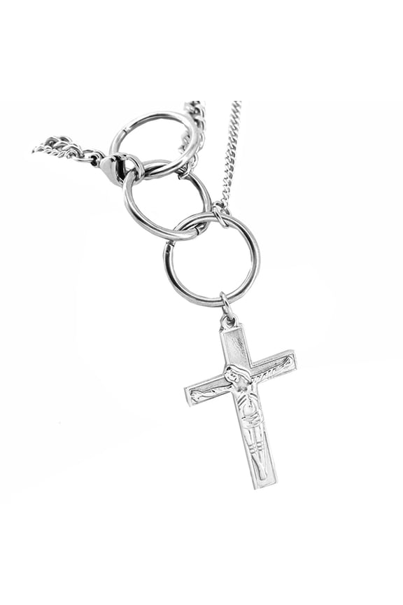 Men's Cross Pendant Necklace, Titanium Steel Chain, Stylish and Jewelry Accessory