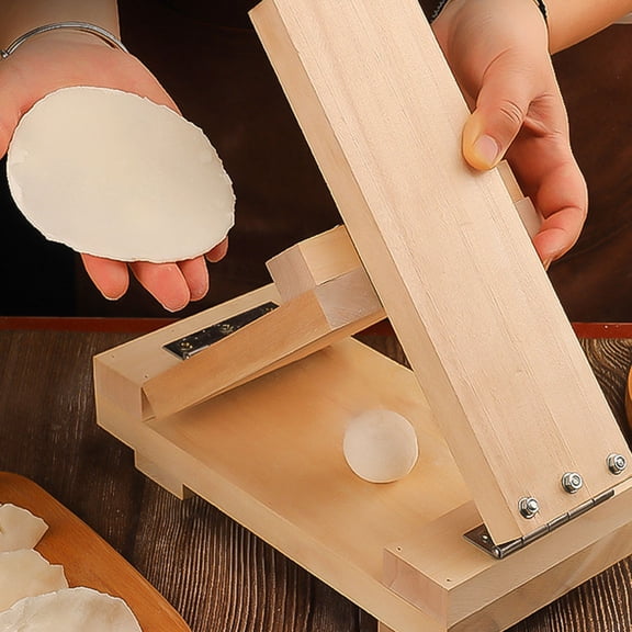CRILSTYLEO Dumpling Wrapper Mold Wood Presser Simple Operation for Healthy Cooking