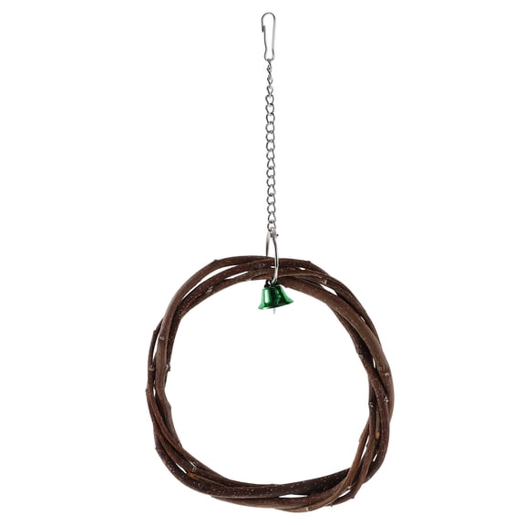CRILSTYLEO 1Pcs Cage Toy Rattan Ring Bird Play Ring Stand Brown for Small Birds