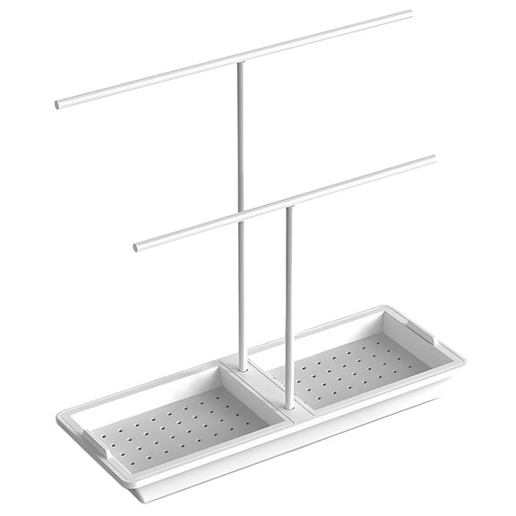 CRILSTYLEO Kitchen Sponge Holder and Dishcloth Drying Rack in White Plastic with Space Saving Draining Feature