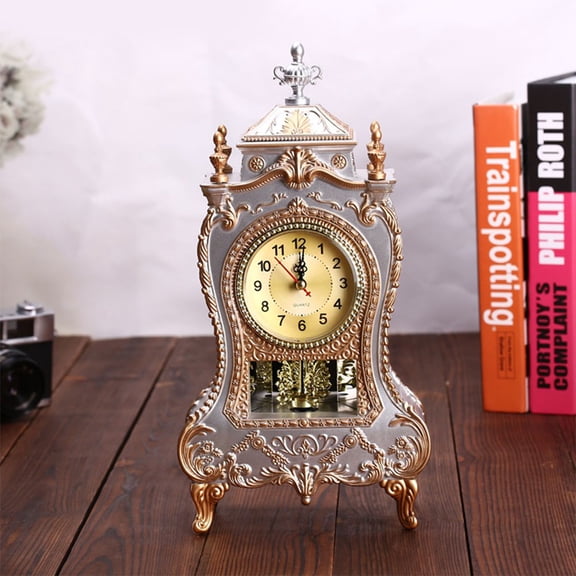 CRILSTYLEO 1Pcs Vintage Table Clock White Decorative Antique Style Timekeeping For Kitchen Cafe Family