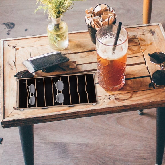 CRILSTYLEO 1Pcs Wood Storage Box For Document Organization Black Rectangular 11.2x4.3x2.4in