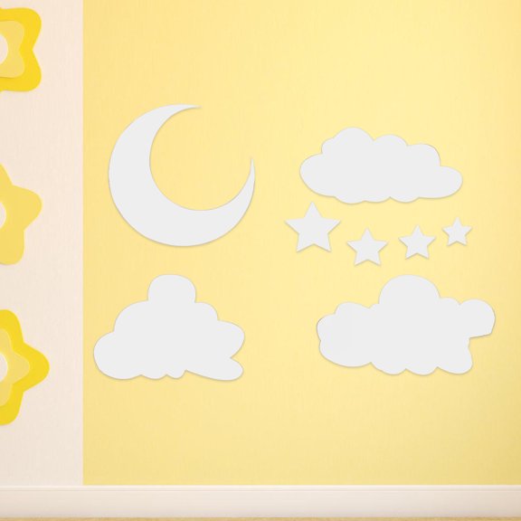 CRILSTYLEO Acrylic Cloud Star Mirror Decals Self Adhesive Wall Decoration Set