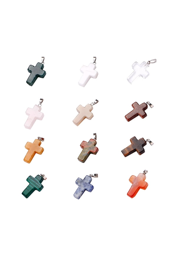 1Set Cross Shaped DIY Pendant Decor with Alloy Chain Rope for Neck Jewelry Making