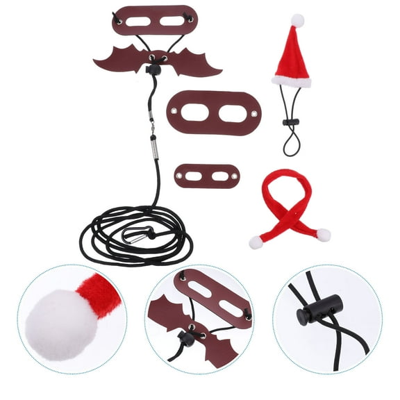CRILSTYLEO 1Set Lizard Christmas Costume Set with Scarf Hat and Leash Assorted Colors for Pet Lizards