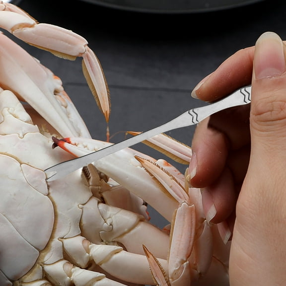 CRILSTYLEO 1Set Portable Stainless Steel Crab Eating Kit with Seafood Scissor and Crab Forks