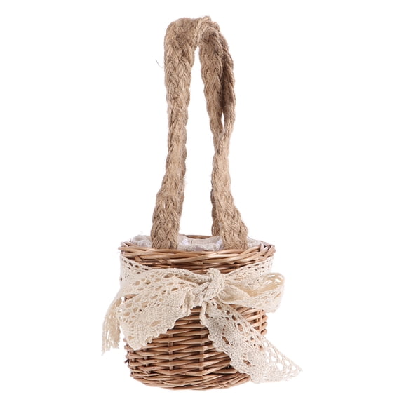 CRILSTYLEO Handwoven Small Brown Storage Basket with Handle, Kitchen Organizer Basket, Multi-Purpose Woven Storage Set