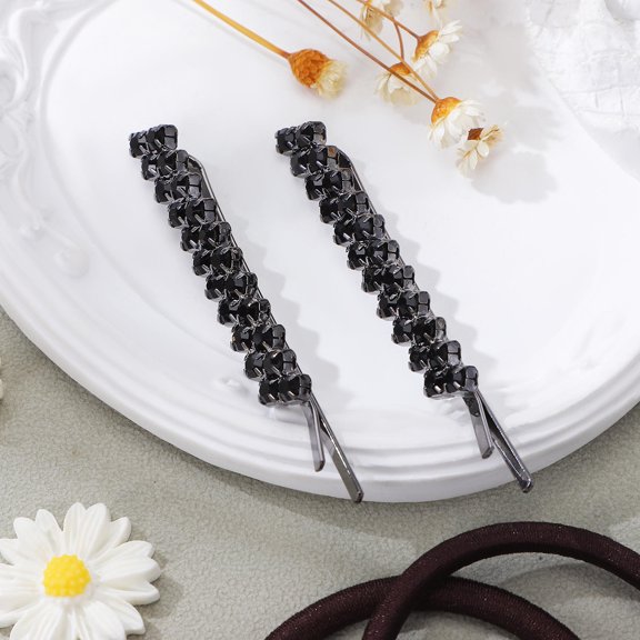CRILSTYLEO 2 Pairs Rhinestone Hair Bobby Clip Decorative Alloy for Women