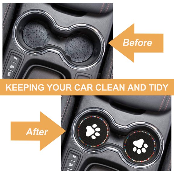 CRILSTYLEO Black PVC Car Coasters, Cat Claw Design, Heat Protection, Elegant and Durable