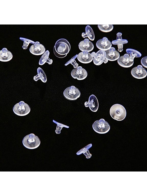 Flexible Tear-Resistant Earring Stoppers Clear Low Profile 200Pcs
