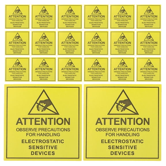CRILSTYLEO 200Pcs Yellow Electrostatic Caution Stickers Self Adhesive for High Voltage Electrical Safety