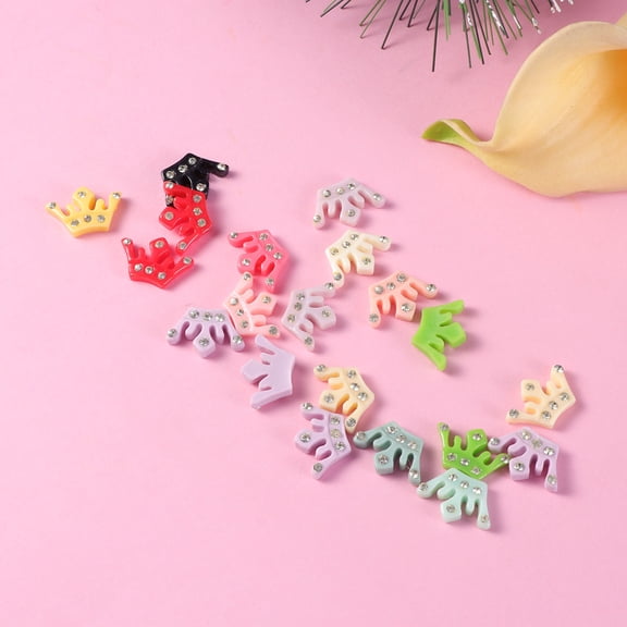 CRILSTYLEO 20Pcs Assorted Color Resin Encrusted Crown Pendants for Jewelry Material and Decorative Crafts