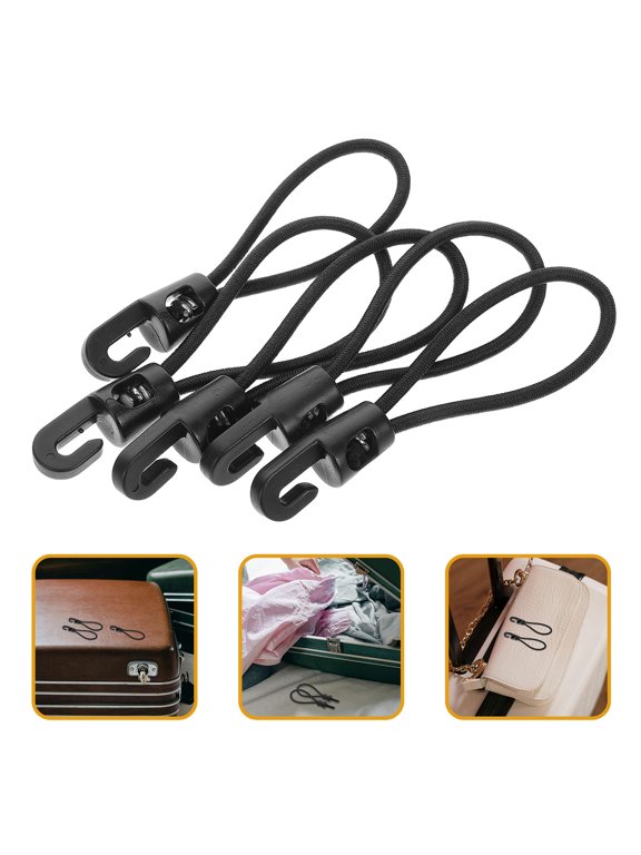 20Pcs Black Elastic Bungee Straps with Hooks for Camping Hiking Outdoors