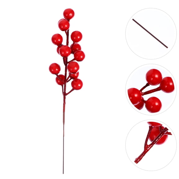 CRILSTYLEO 20Pcs Realistic Red Berry Ornaments Made from Quality Frost Material for Festive Home and Photo Props
