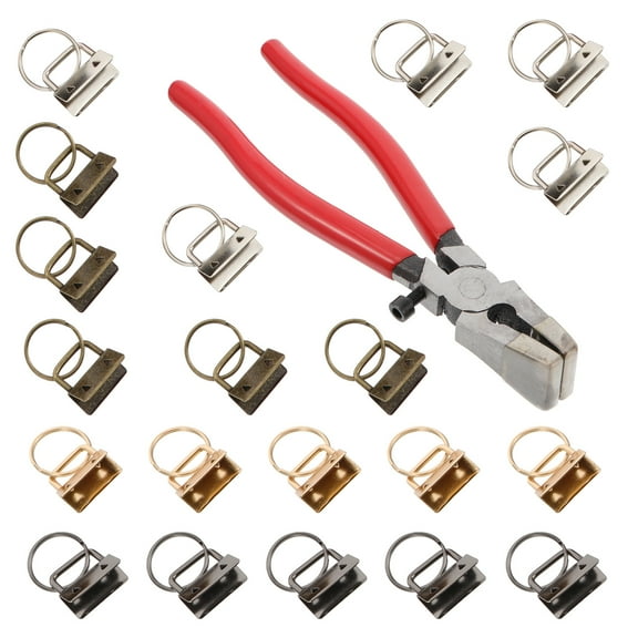 CRILSTYLEO 20Pcs Wristlet Keyring Fob Assorted Color for Key Chain Making with Pliers Set