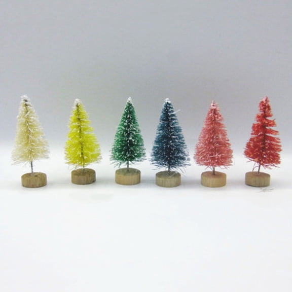 CRILSTYLEO Small Tabletop Christmas Trees Assorted Color Bamboo for Holiday Decor 24Pcs