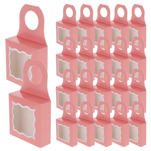 CRILSTYLEO 25Pcs Portable Pink Wine Bottle Storage Box with Clear Window and Handle
