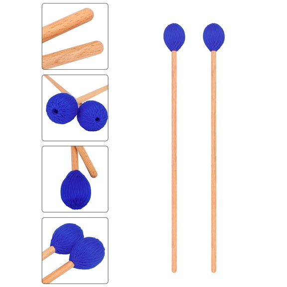CRILSTYLEO 2Pack Drum Mallets Accessories Wood Handle Blue Music Performance Teachers