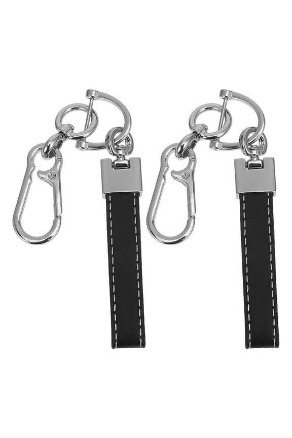 2Pcs Classic Black Mens Keyring with Durable PU Aluminum Material