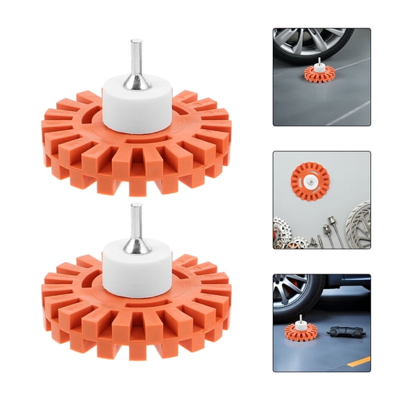 CRILSTYLEO 2Pcs Efficient Rubber Buffer Wheel for Car Adhesive Removal Vinyl pes with Drill Adapter