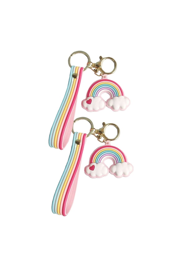 2Pcs Cartoon Key Pendant Keychain for Teen Girls Soft Rubber for Bags