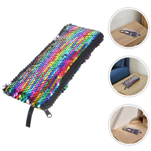 CRILSTYLEO 2Pcs Compact Sequin Cosmetic Bag Handheld Makeup Pouch for Travel and Personal Storage